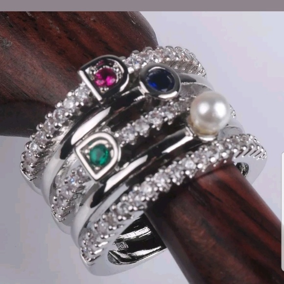 Silver different stone pearl ring - Picture 3 of 6